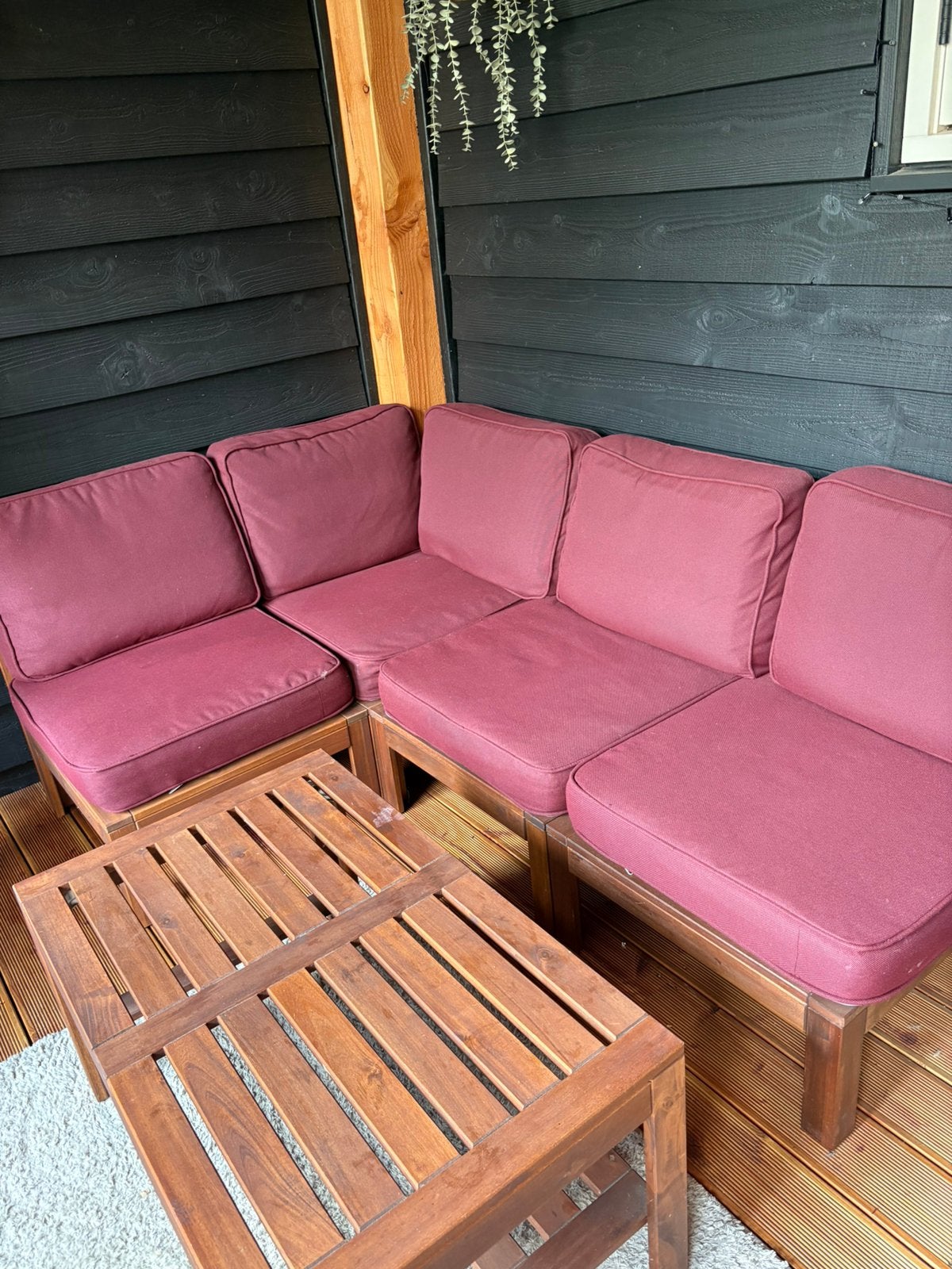 Loungebank met tafel (IKEA), Tuin en Terras, Tuinsets en Loungesets, Ophalen, Gebruikt, Hout