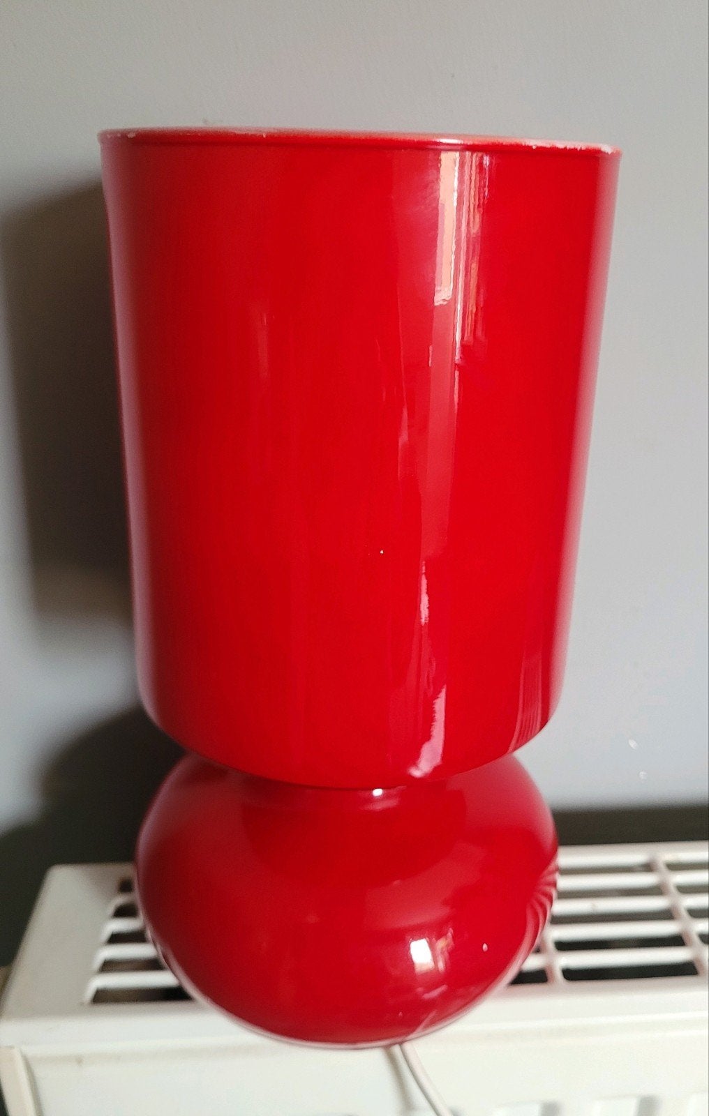 Vintage rode glazen Ikea Lykta lamp jaren '90, Met schakelaar, Gebruikt, Glas, Rood