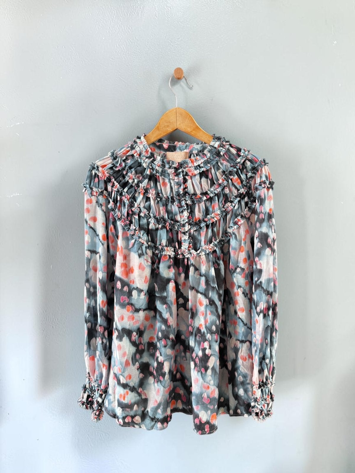 Gustav Annsofie blouse shirt blauw ruffles zijde 36 S small, Ophalen of Verzenden, Nieuw, Maat 36 (S), Blauw