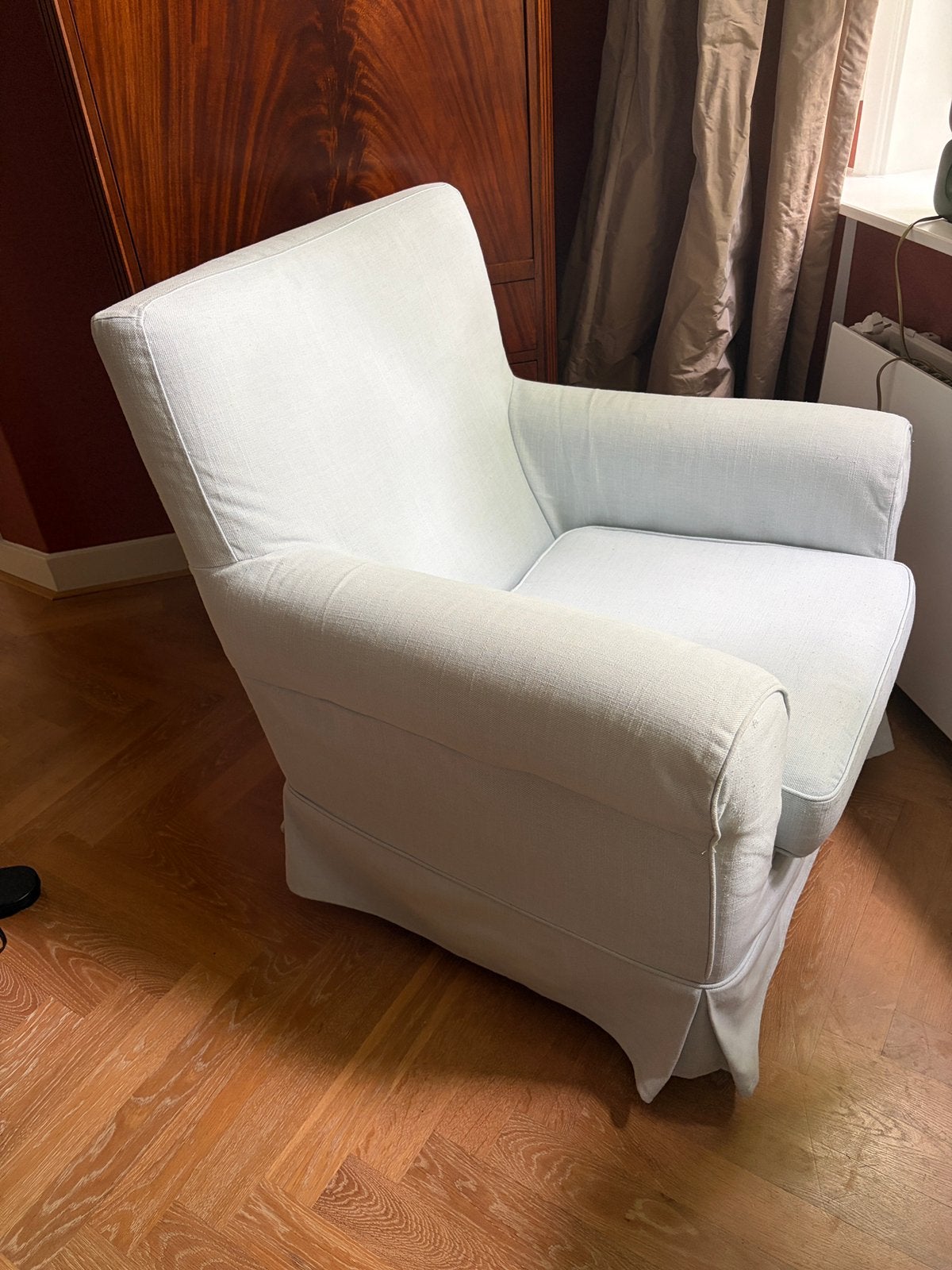 Fauteuil in linnenlook, Ophalen, Zo goed als nieuw, 75 tot 100 cm, 50 tot 75 cm