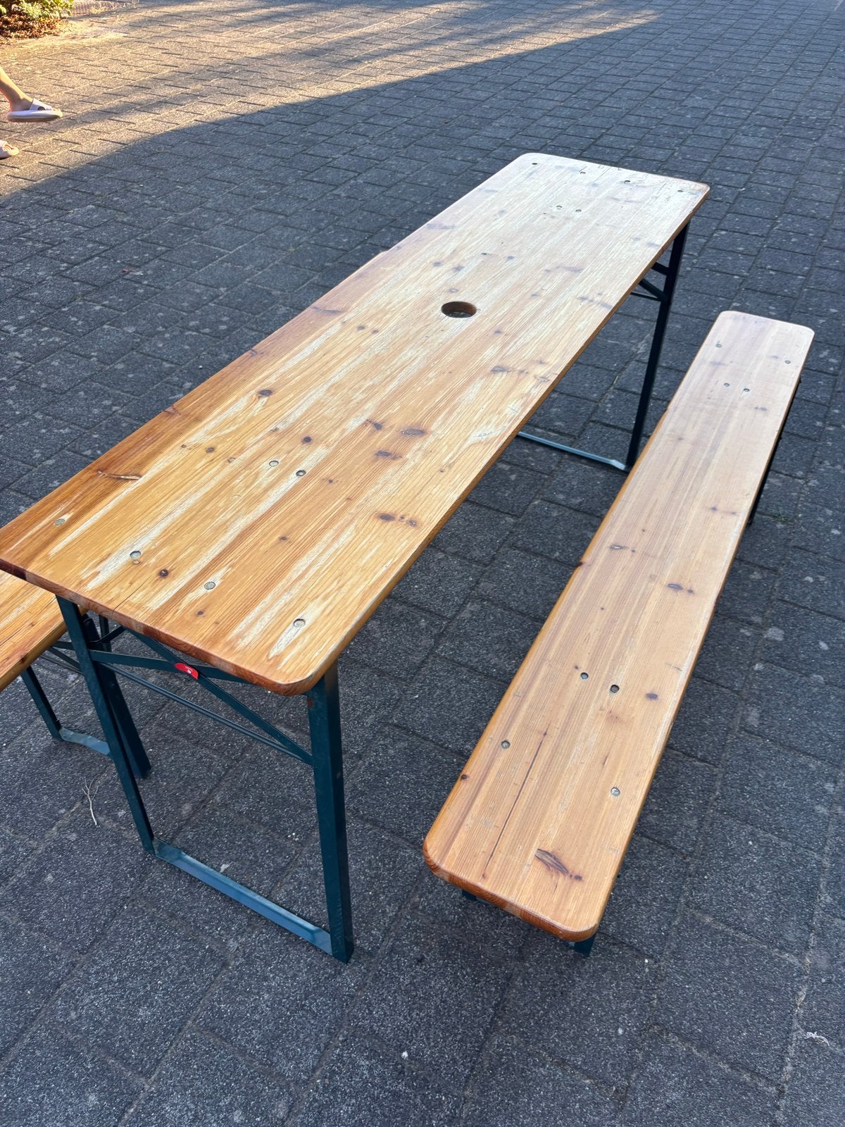 Biertafel met bankjes, Ophalen, Gebruikt, Inklapbaar, Rechthoekig