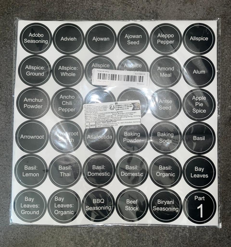 Stickers met naam voor kruidenpotjes + blanco vellen en pen, Ophalen of Verzenden, Nieuw