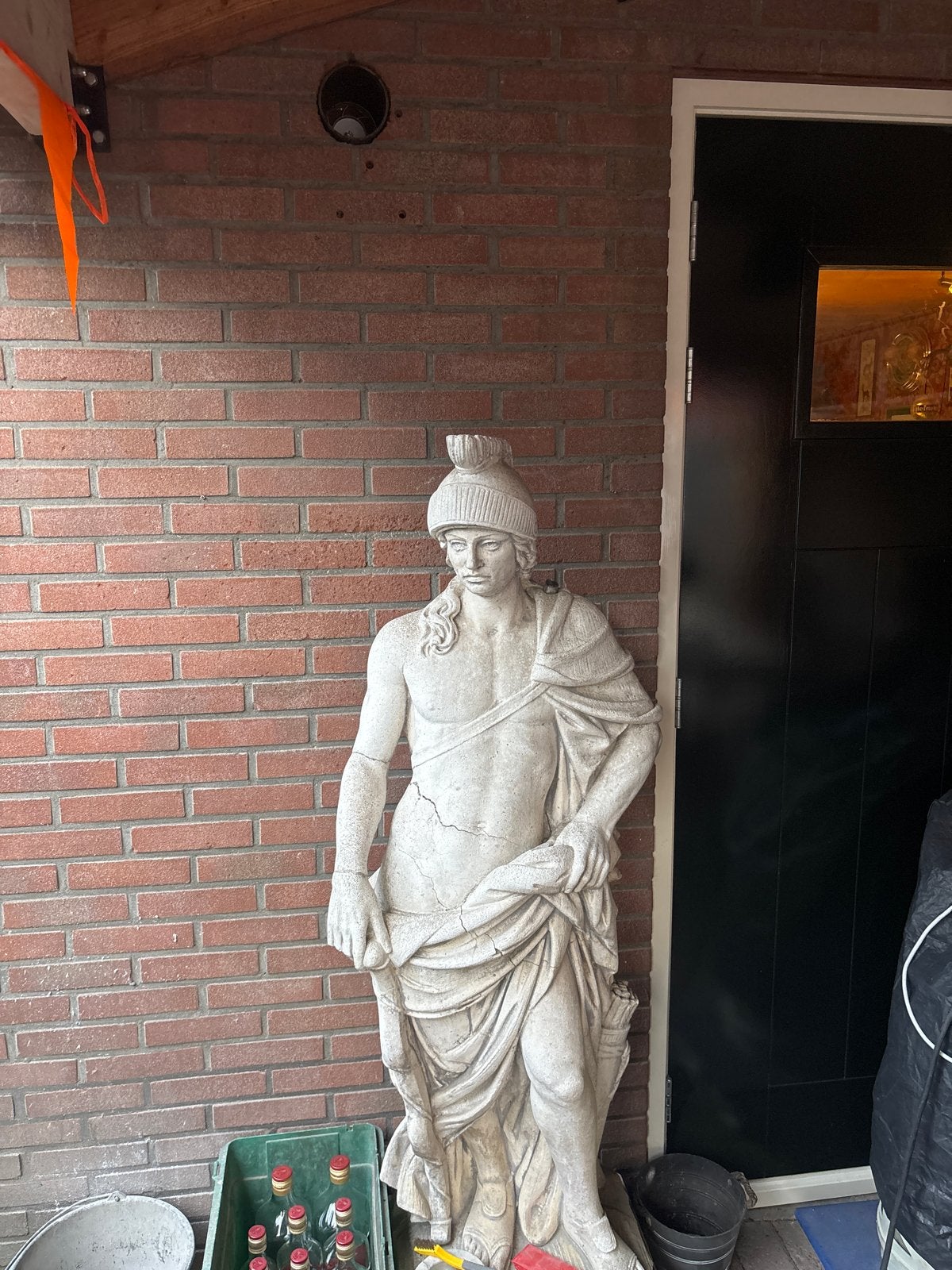 Groot antiek beeld van een Romeinse soldaat - 150 cm hoog, Ophalen, Weerbestendig, Beeld, Beige
