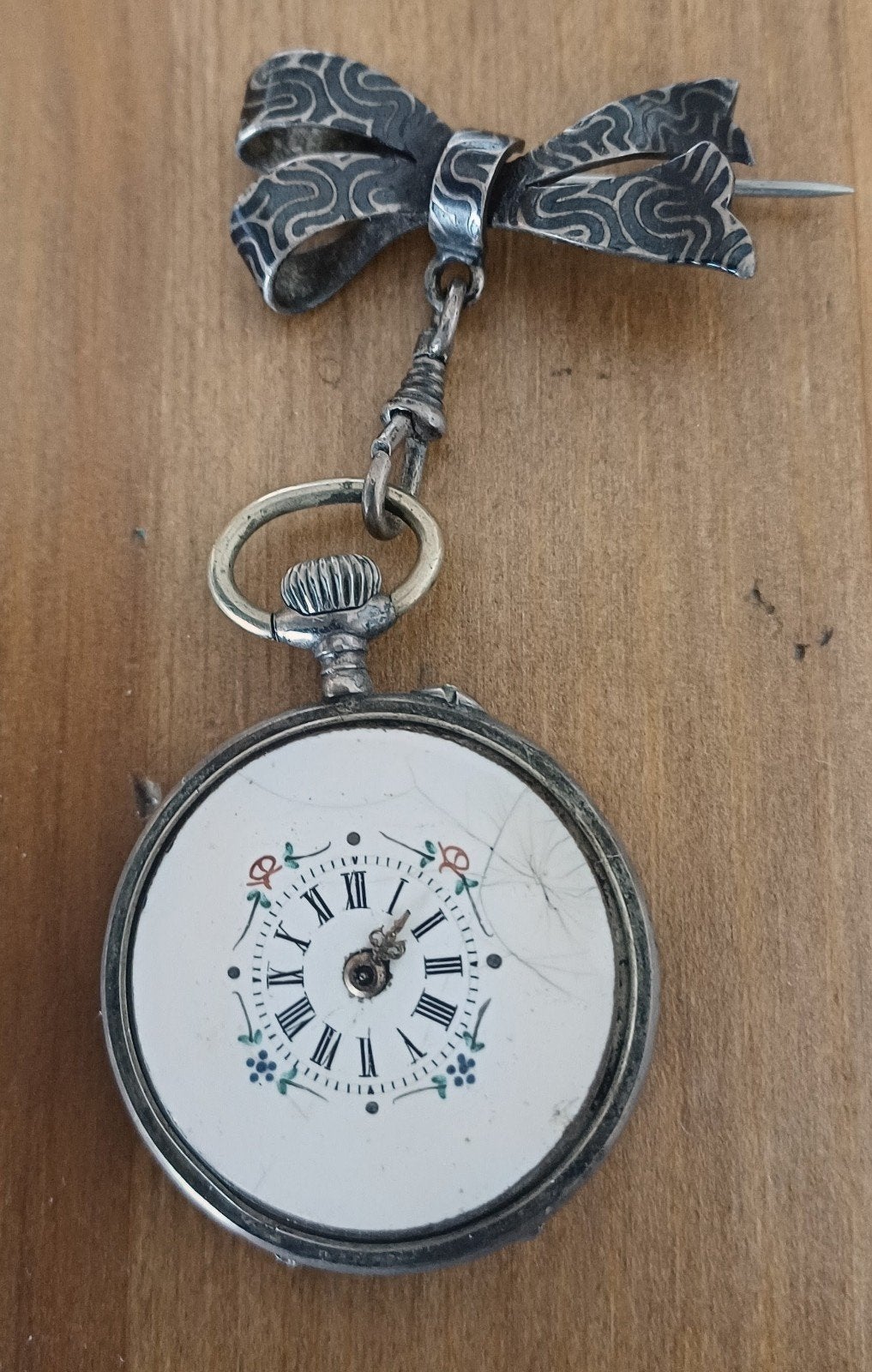 Antiek Edwardiaans Dames Pin Watch met Strikbroche, Antiek en Kunst, Ophalen