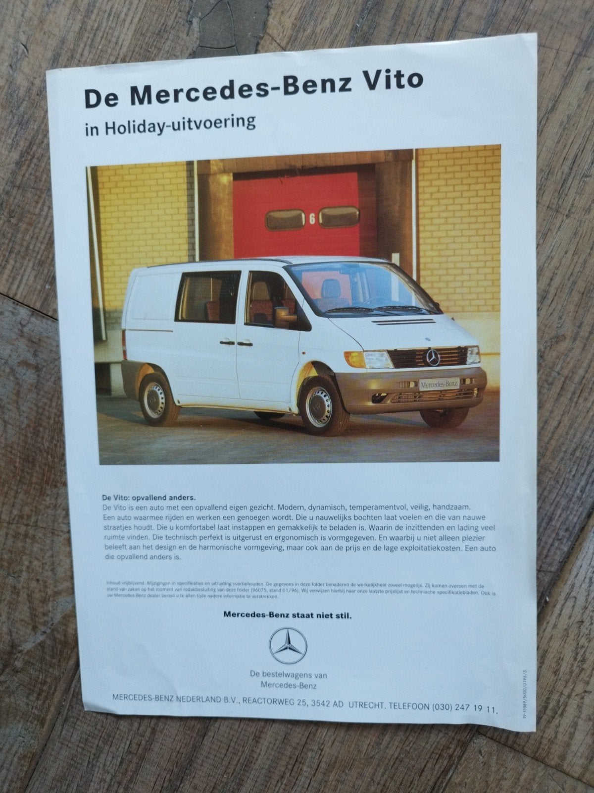 Mercedes-Benz Vito Holiday-uitvoering brochure 1996, Gelezen, Mercedes-Benz, Mercedes, Ophalen of Verzenden