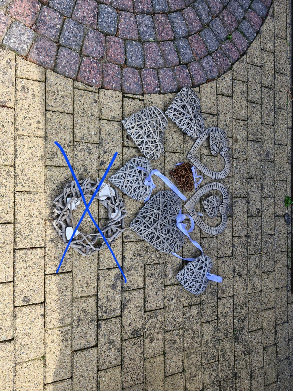 Rieten hartjes, Ophalen, Gebruikt, Wandhanger, Hout