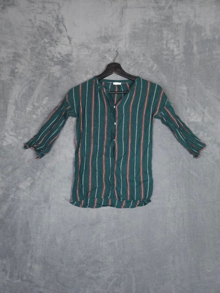 By Bar Blouse Streep L 14 Donkergroen Viscose Shirt-, ., Maat 42/44 (L), Ophalen of Verzenden, Zo goed als nieuw