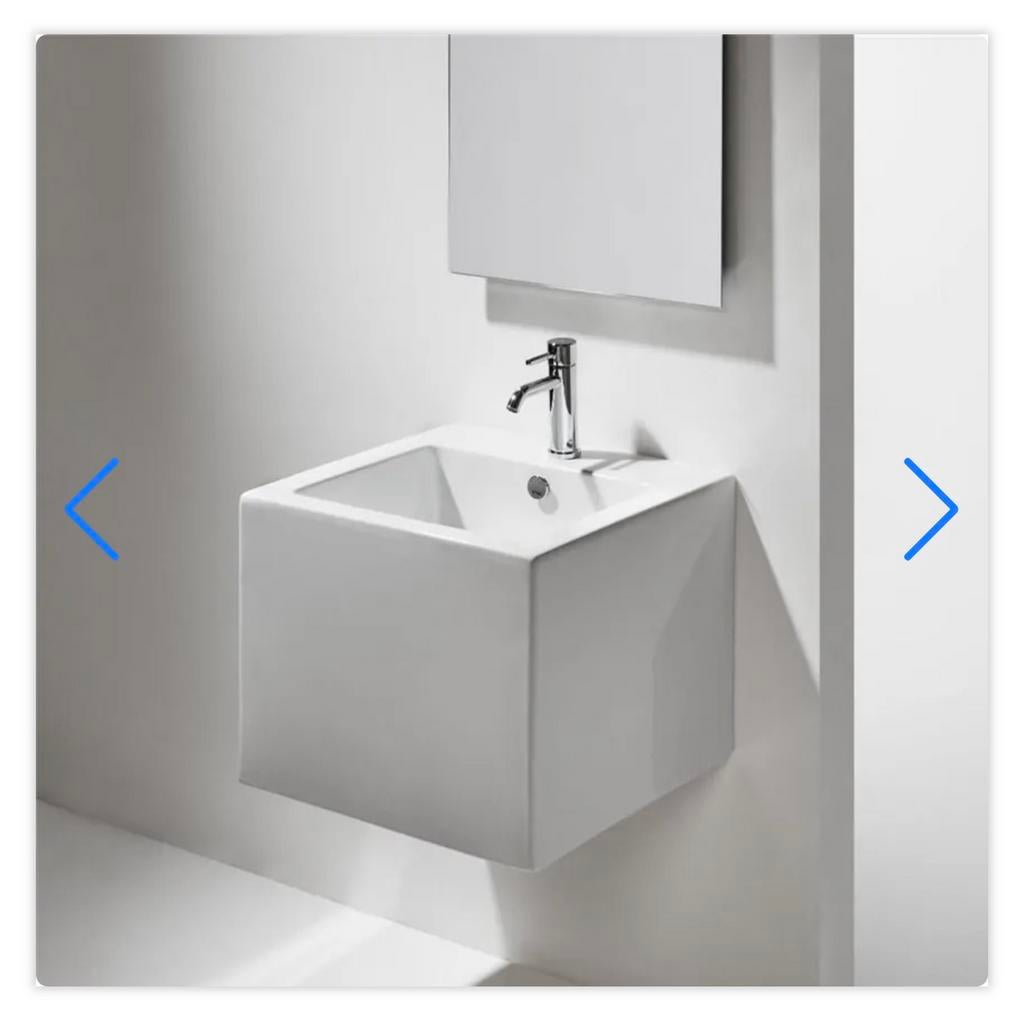 Vierkante hangwastafel van Simas Ceramica., Ophalen, Gebruikt, Wastafel