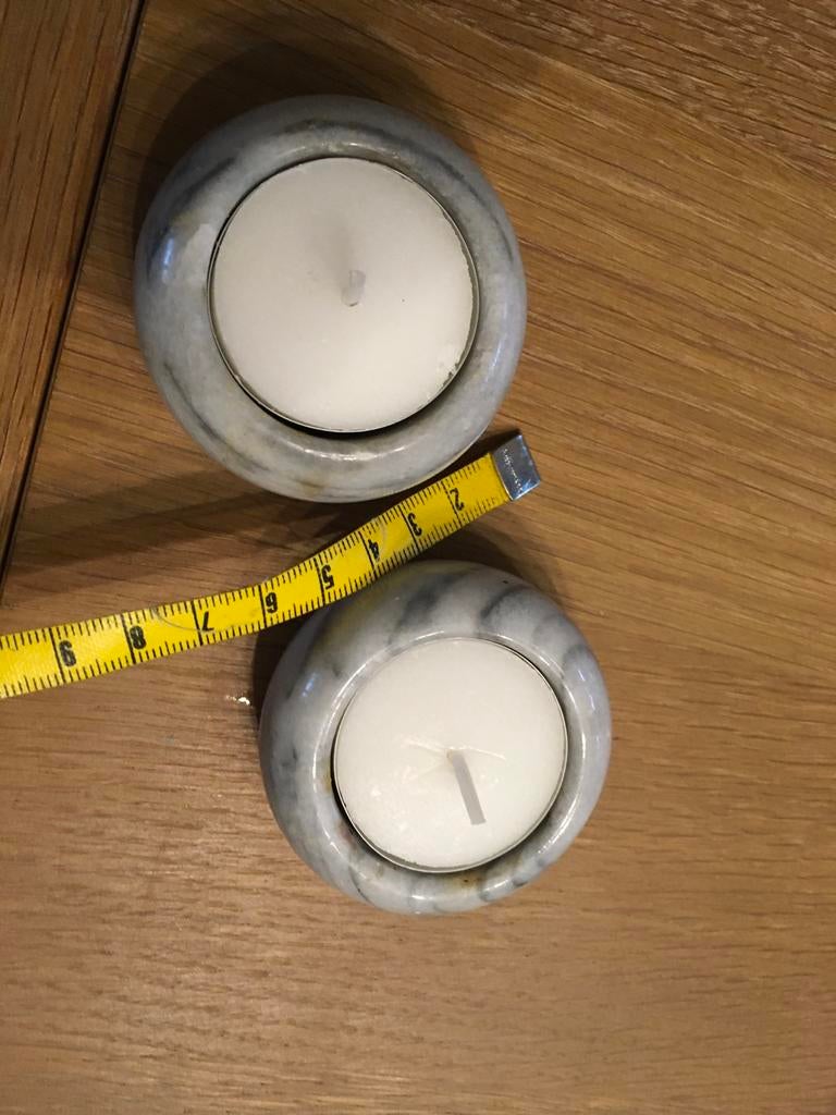 Set van 2 marmeren waxinelichthouders, Huis en Inrichting, Woonaccessoires | Kandelaars en Kaarsen, Overige materialen, Gebruikt