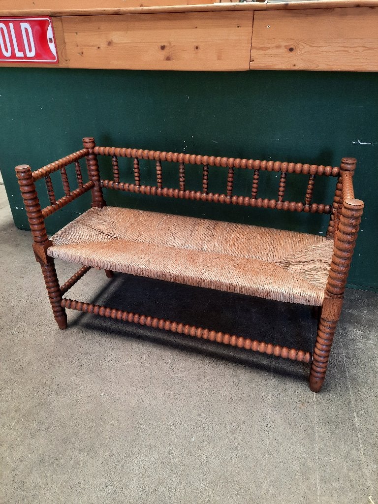 Vintage bobbin bankje (103x45x67 hoog), Antiek en Kunst, Ophalen