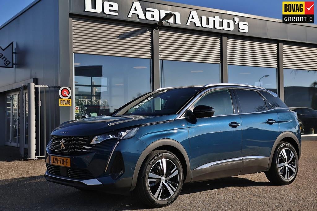 Peugeot 3008 1.2 PureTech GT Camera Acc elek Klep Carplay, Gebruikt, 1199 cc, Blauw, Leder en Stof