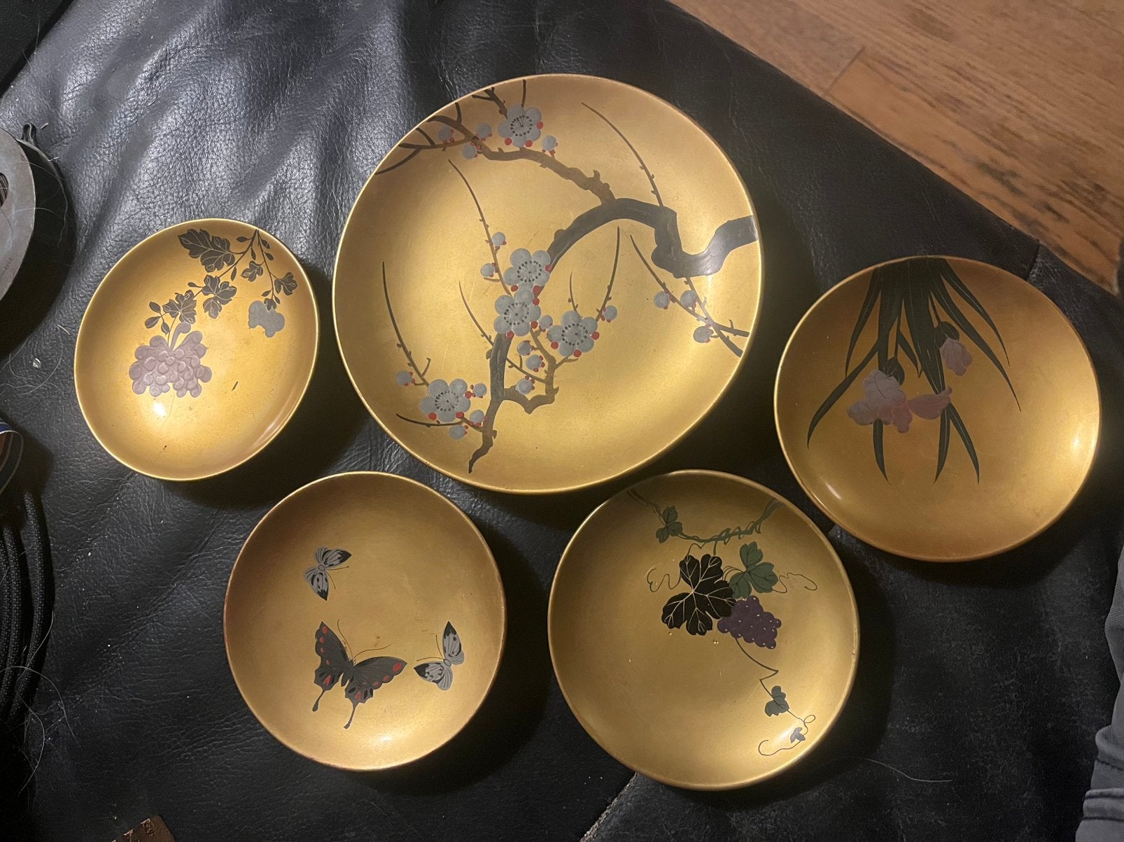 Vintage Japanse goud gedocorerde schaaltjes, Ophalen of Verzenden