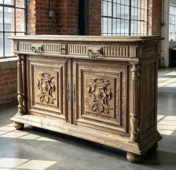 *Antiek Eiken Dressoir of buffetkast houtsnijwerk*, Huis en Inrichting, Ophalen, Gebruikt, 25 tot 50 cm, Eikenhout