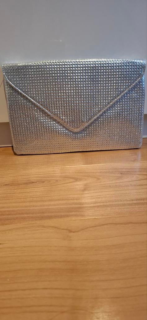 Zilveren Avondtasje Clutch met Glitter, Sieraden, Tassen en Uiterlijk, Tassen | Damestassen, Verzenden, Zo goed als nieuw, Grijs
