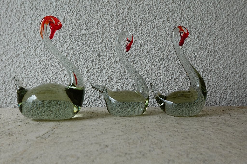 3 x Glazen zwaan , zwaantjes zwanen zwaantjes, Ophalen of Verzenden