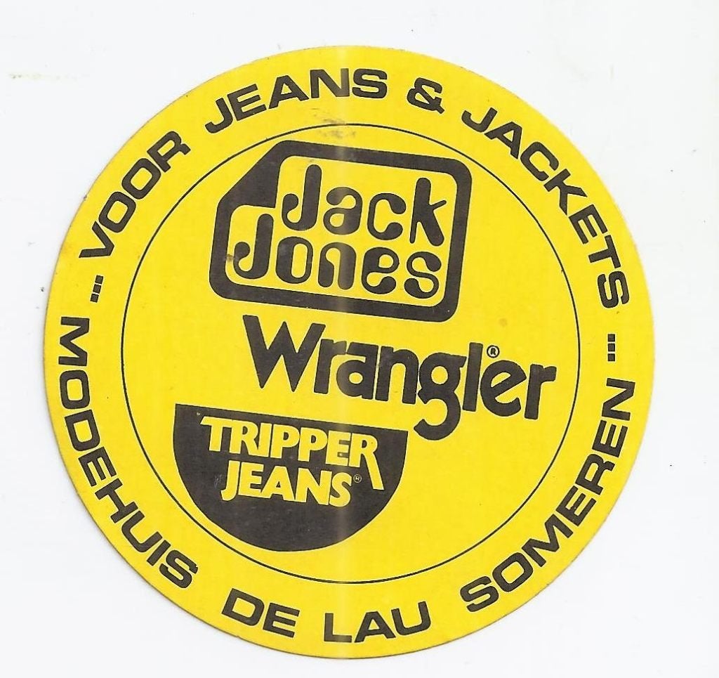 So169 sticker modehuis de Lau Someren - Wrangler / Tripper, Ophalen of Verzenden, Zo goed als nieuw, Bedrijf of Vereniging