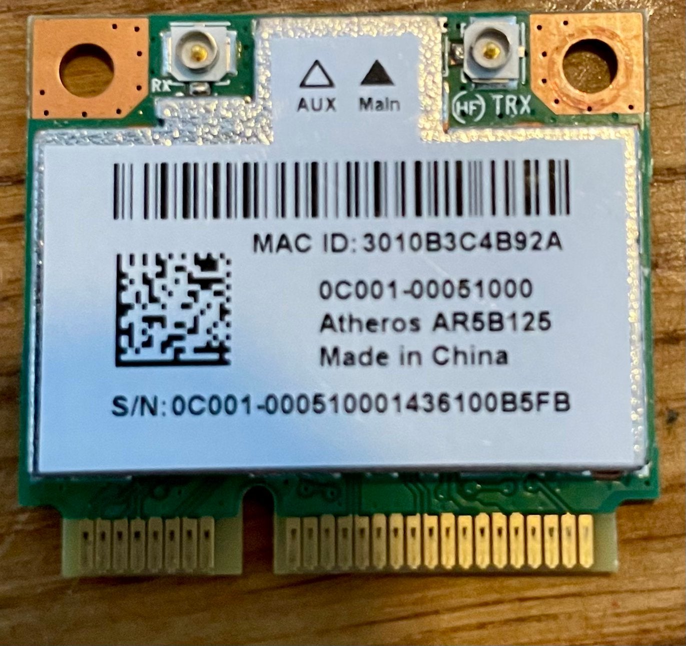 Atheros AR5B125 WiFi kaart 802.11n PCIe MiniCard, Ophalen of Verzenden, Zo goed als nieuw