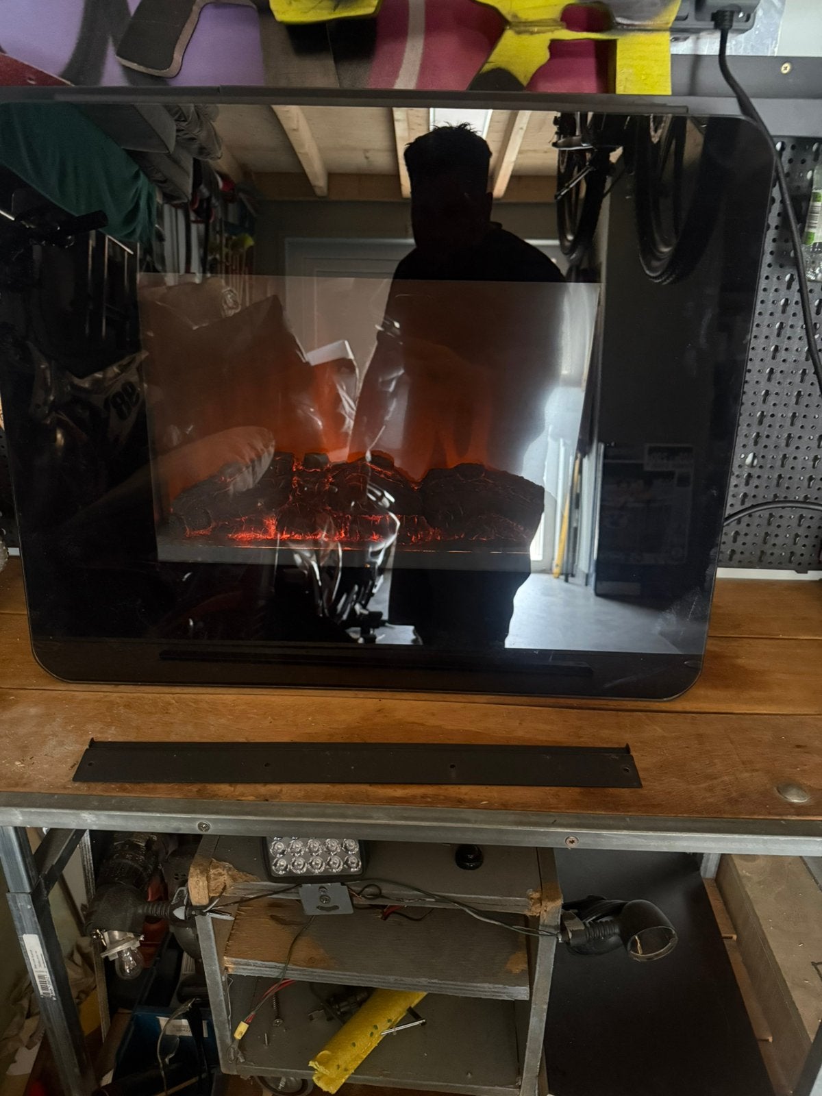 Elektronische openhaard verwarmining, Ophalen, Zo goed als nieuw, Vrijstaande haard, Houthaard