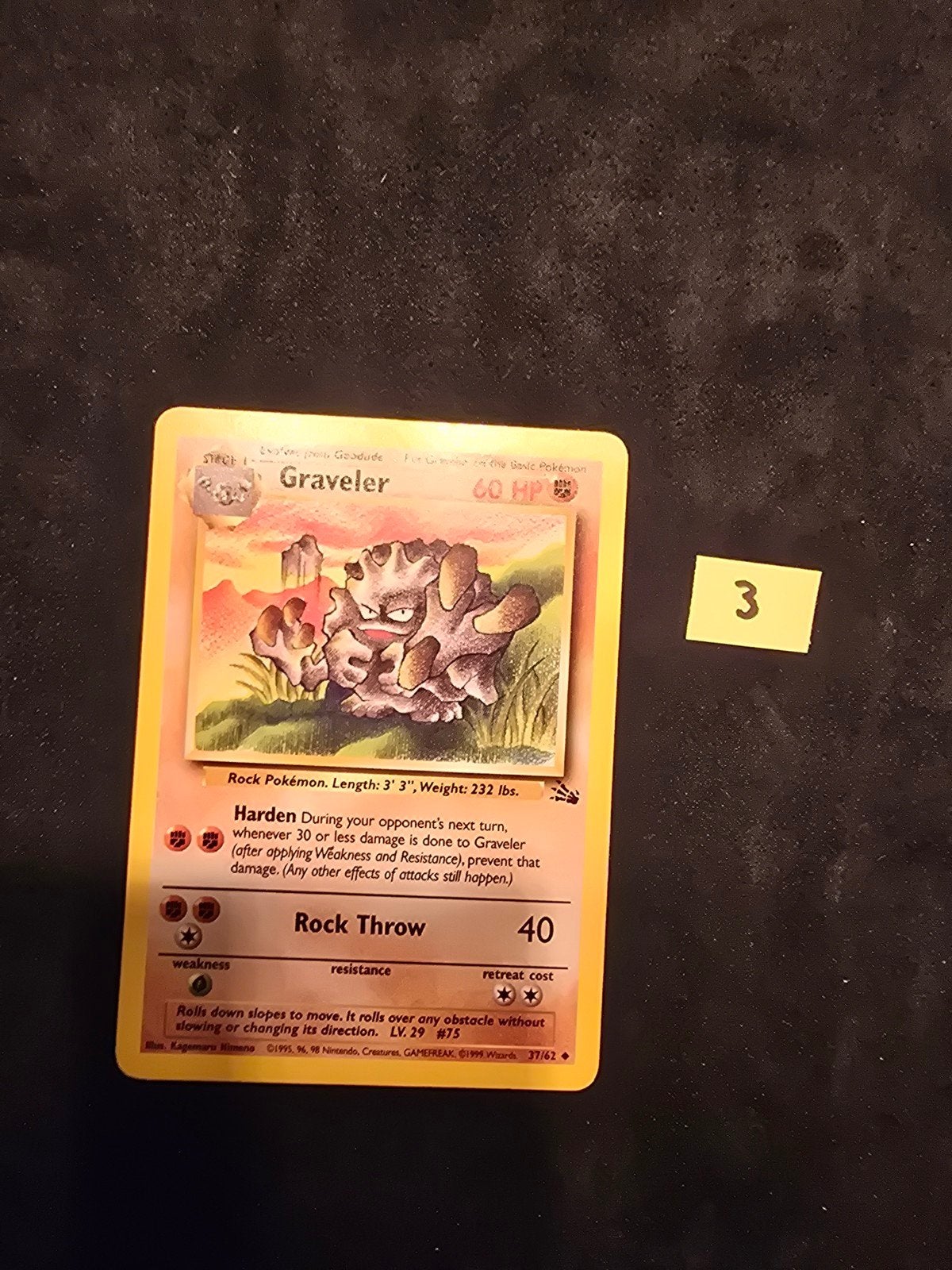 Pokémon Graveler Fossil 37/62, Ophalen of Verzenden, Gebruikt, Losse kaart