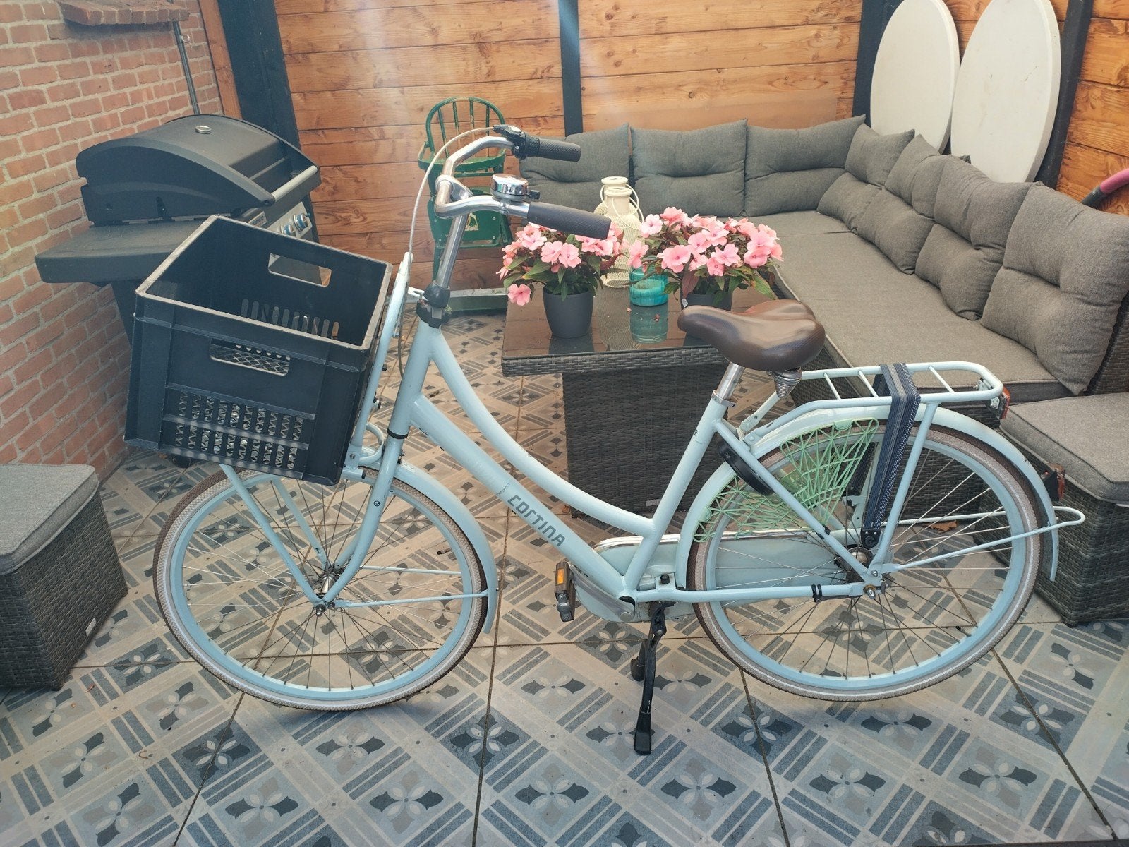 Cortina U4 transportfiets met krat, Terugtraprem, Gebruikt, Versnellingen, 50 tot 53 cm
