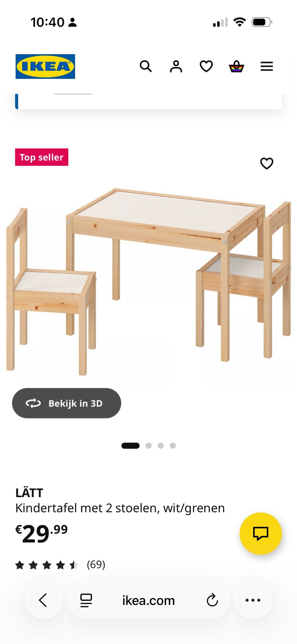IKEA LÄTT Kindertafel met 2 stoelen, wit/grenen, Kinderen en Baby's, Kinderkamer | Tafels en Stoelen, Ophalen, Gebruikt, Tafel(s) en Stoel(en)