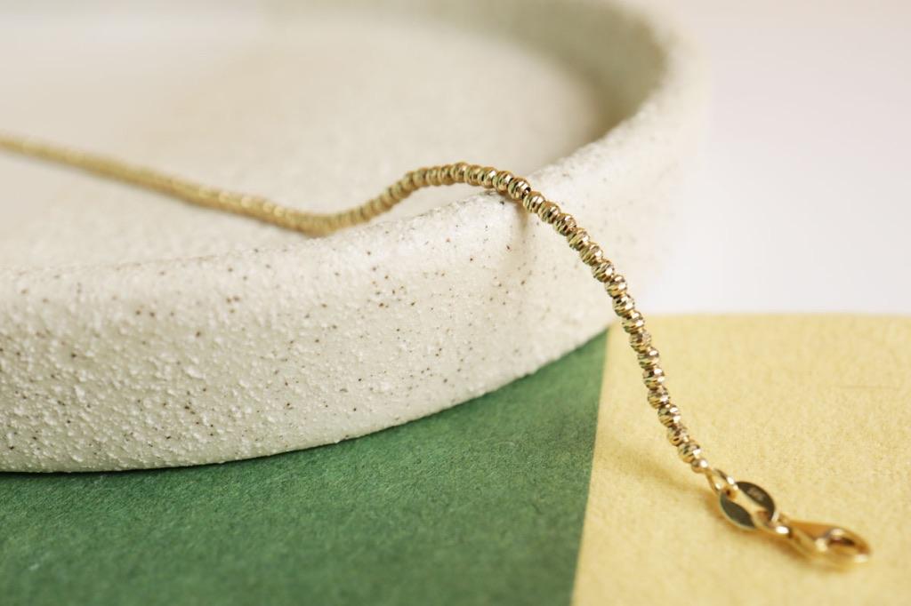 14 Karaat Gouden Balletjes Armband 2 mm, Ophalen, Zo goed als nieuw, Goud, Goud