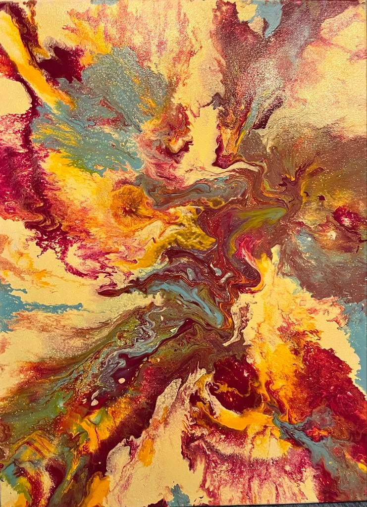 Kleurrijke Acryl Pouring Kunst - 80x60 cm, Ophalen of Verzenden