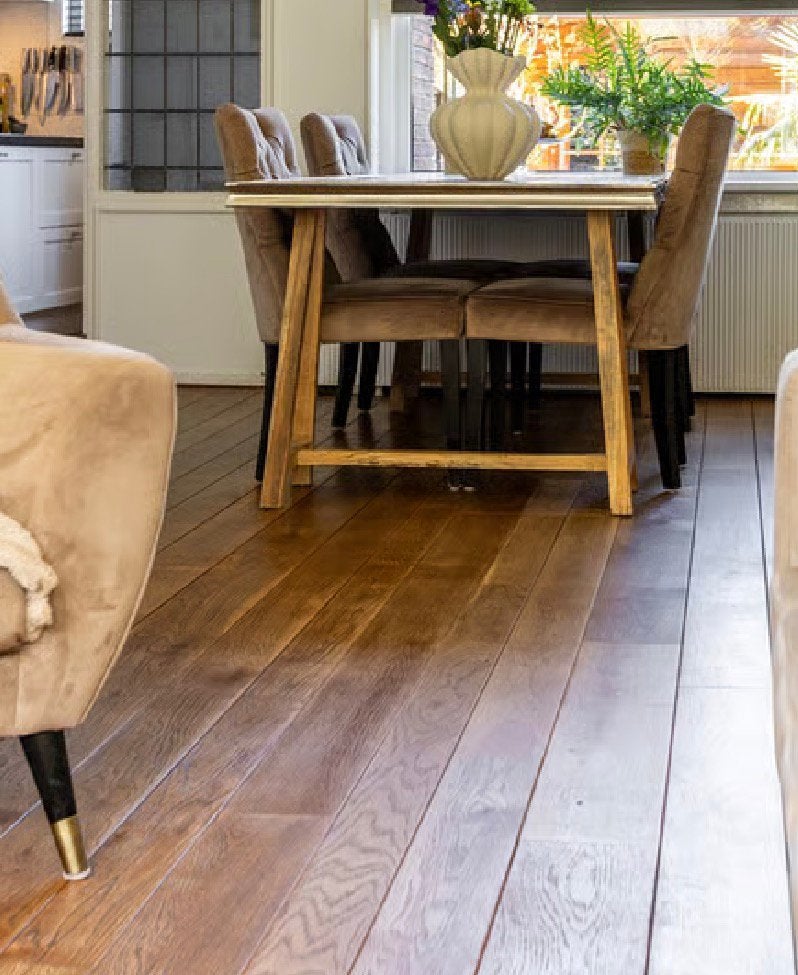 Geoliede eikenhouten vloer ca. 30 m² – brede planken, Ophalen, Gebruikt, Minder dan 25 mm, Eiken