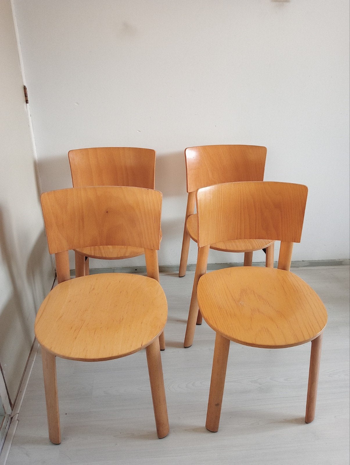 Vintage Kusch & Co beukenhouten eetkamerstoelen, Ophalen, Gebruikt, Vier