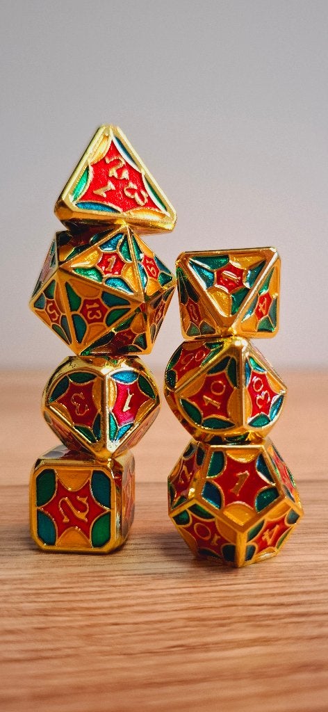 Metalen D&D Dobbelstenen Set Circus Carnival Stained Glass, Gebruikt, Onbekend, Overige soorten, Ophalen of Verzenden