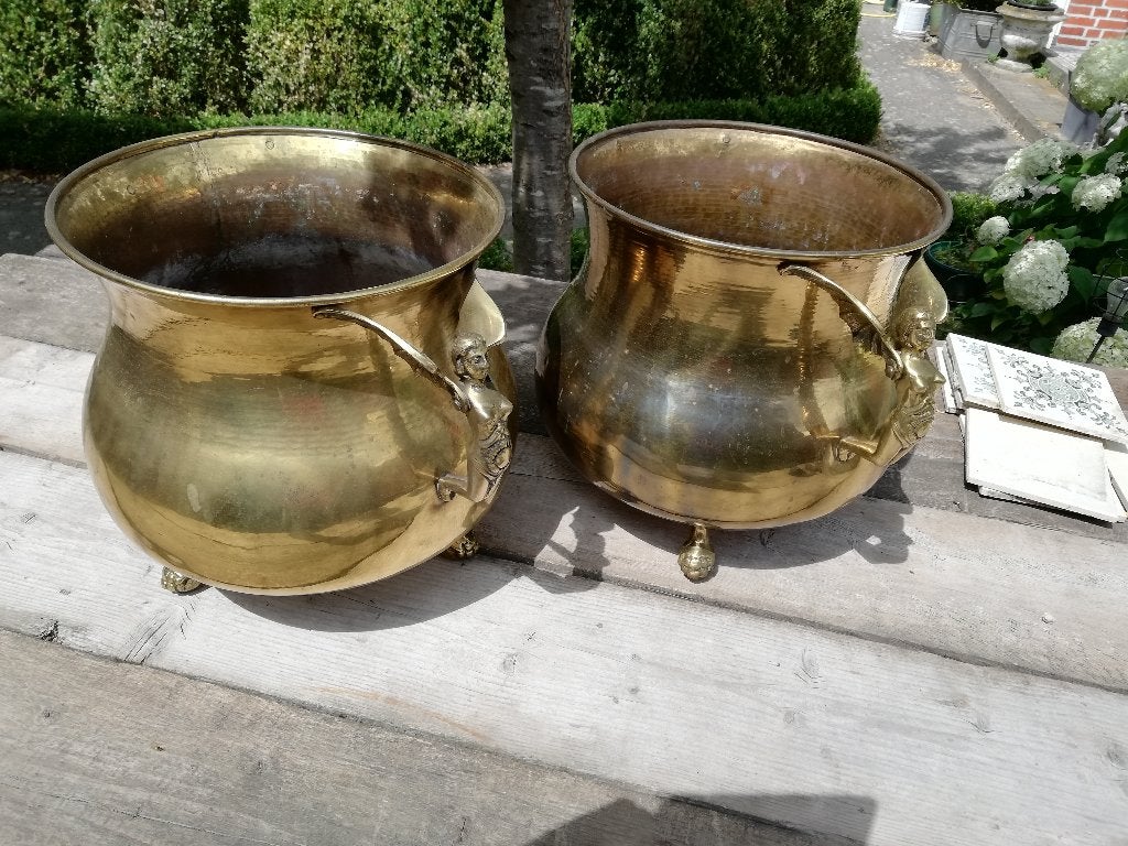Set van 2 grote art nouveau bloempotten 50cm x 35 cm hoog, Ophalen, 40 cm of meer, Rond, Minder dan 40 cm