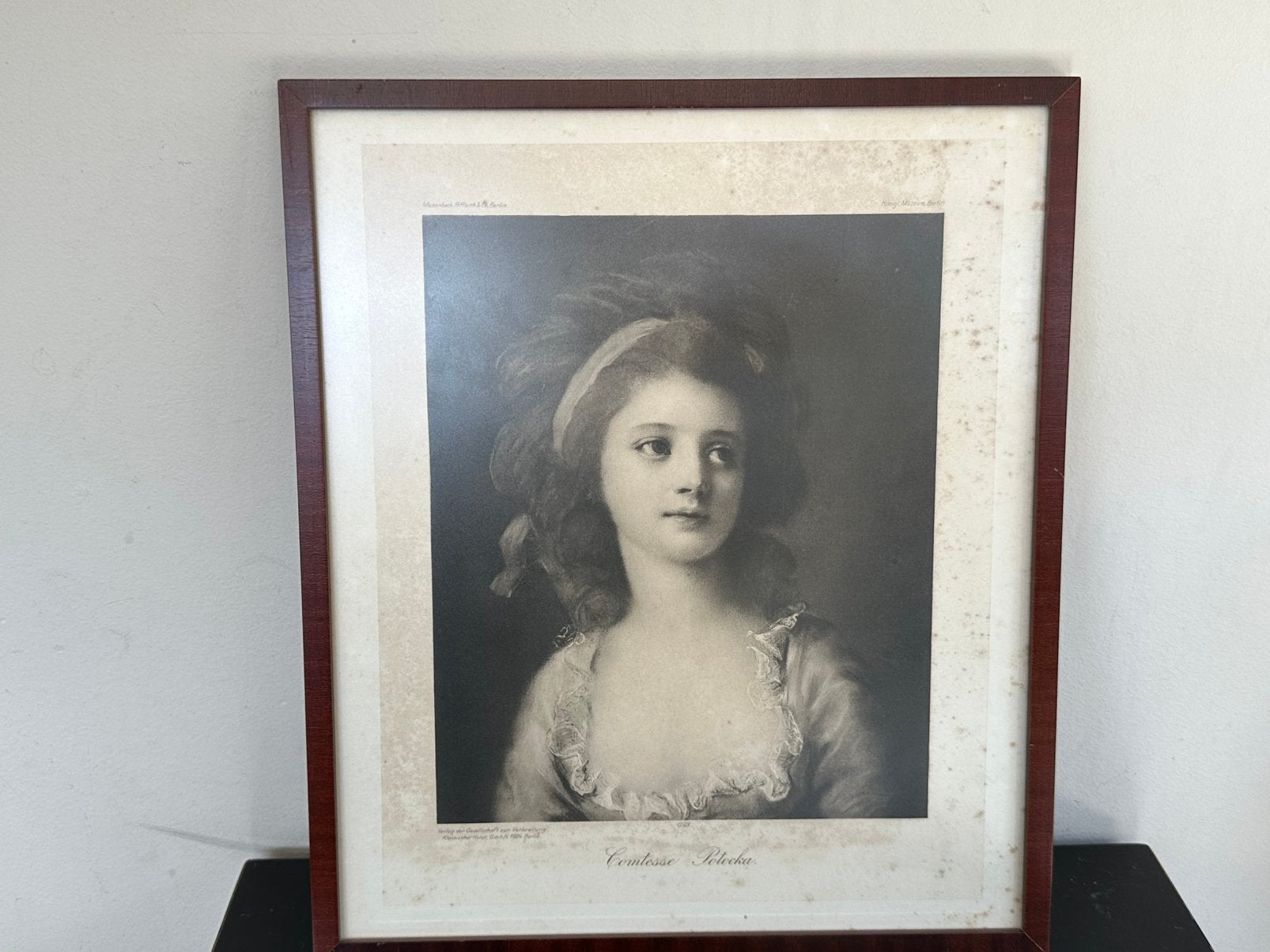 1900 oud gravure schilderij Jonkvrouw Comtesse Potocka, Ophalen of Verzenden