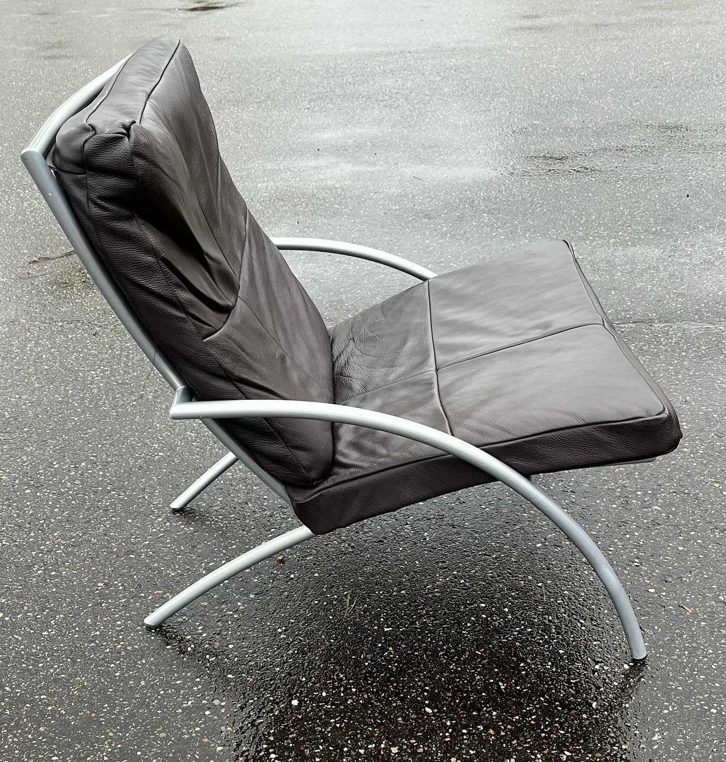 Fauteuil Uncle Sam van Harvink - Donkerbruin leer, Ophalen, Gebruikt, 75 tot 100 cm, Postmodern Dutch Design