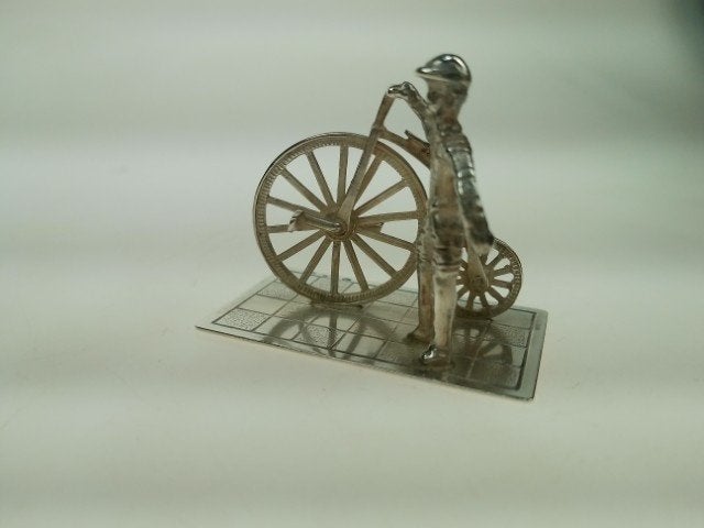 Zilver miniatuur antieke fiets van Niekerk Schoonhoven, Antiek en Kunst, Verzenden, Zilver