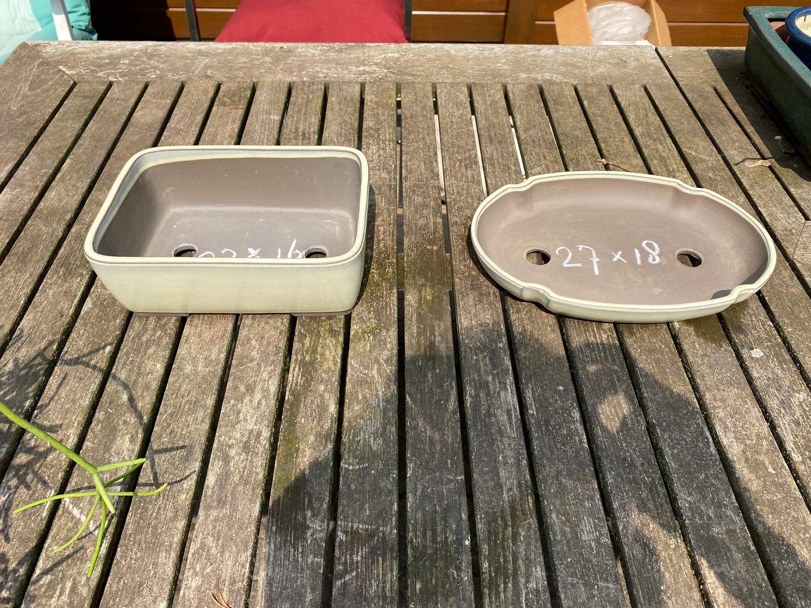 Bonsai crème kleurig geglazuurd JAPANSE potten, Tuin en Terras, Steen, Minder dan 30 cm, Ophalen of Verzenden, Zo goed als nieuw