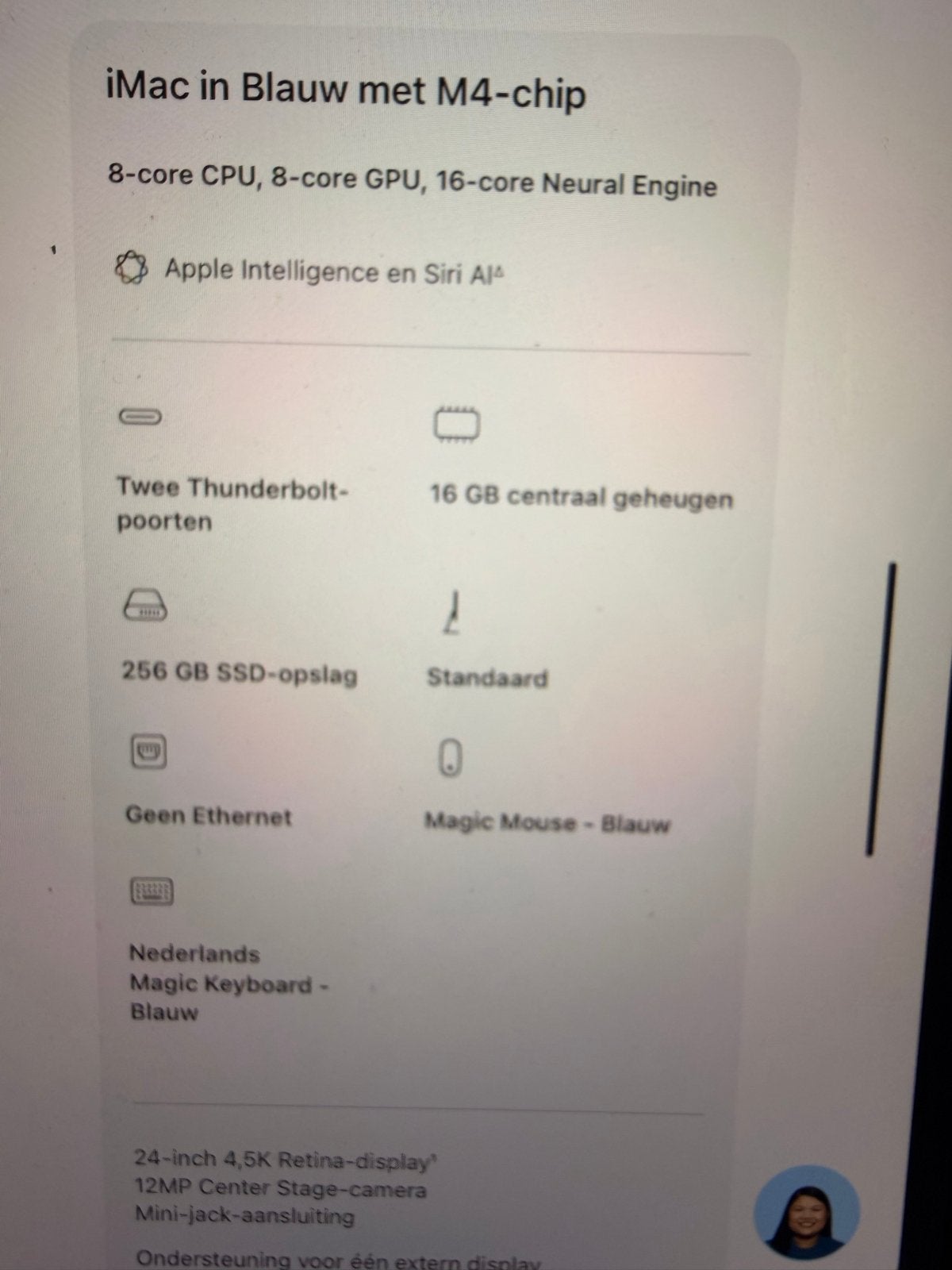 Foto 5 van Apple iMac 24 inch M4 16GB/256GB Blauw QWERTY