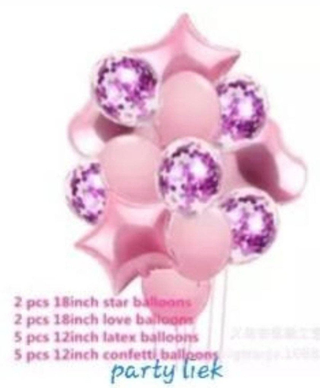 14 stuks roze ballonnen set nr C604, Ophalen of Verzenden, Nieuw, Versiering, Verjaardag
