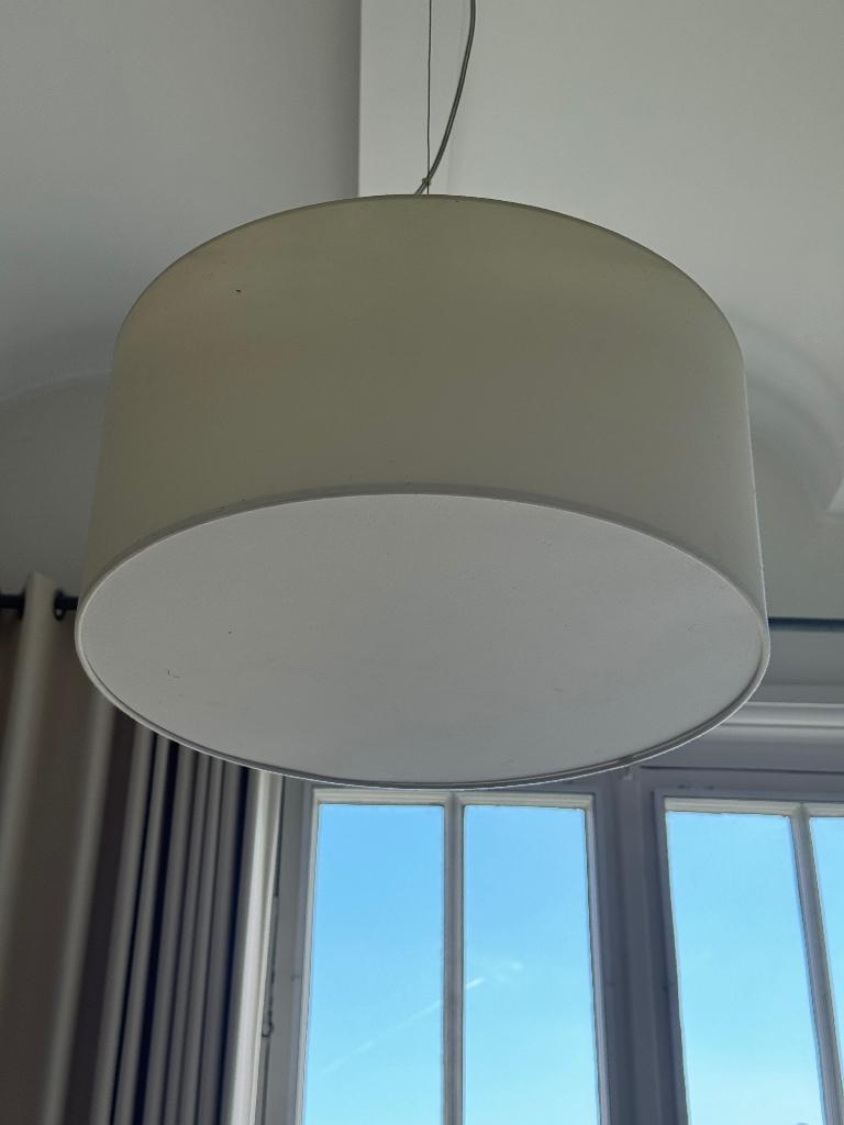 3 hanglampen, off-white, textiel/pvc, Huis en Inrichting, Stof, Ophalen of Verzenden, Zo goed als nieuw, Minder dan 50 cm