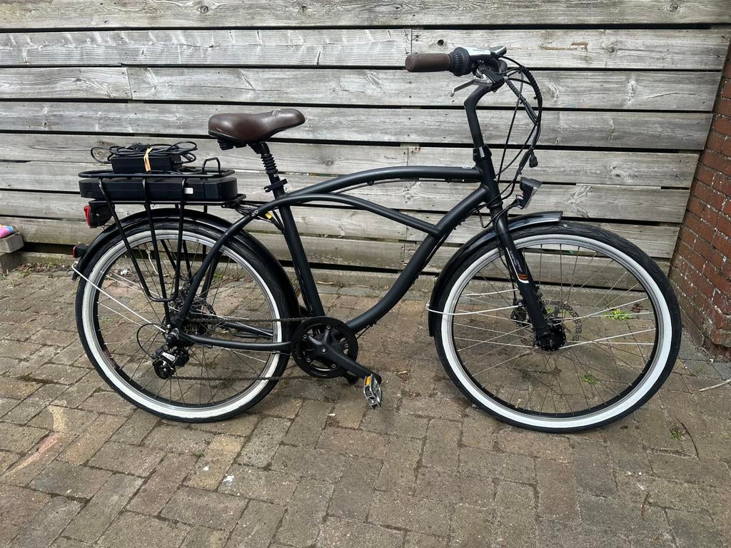 Zundapp E-cruiser , mat zwart retro Ebike, Fietsen en Brommers, Fietsen | Heren | Herenfietsen, Gebruikt, Versnellingen, Minder dan 49 cm