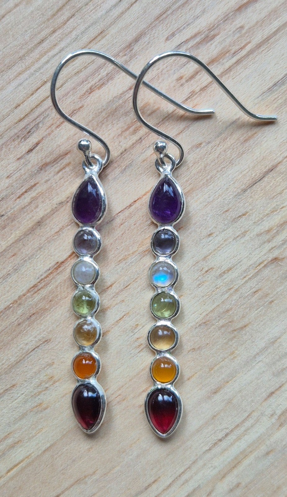 Zilveren oorhangers Chakra, Hangers, Nieuw, Ophalen of Verzenden, Met edelsteen