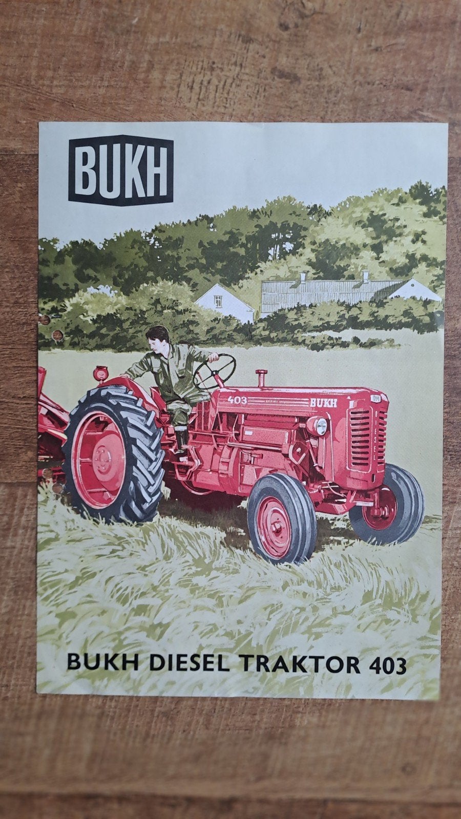 oude folder BUKH diesel tractor 403 trekker, Ophalen of Verzenden, Zo goed als nieuw, Folder