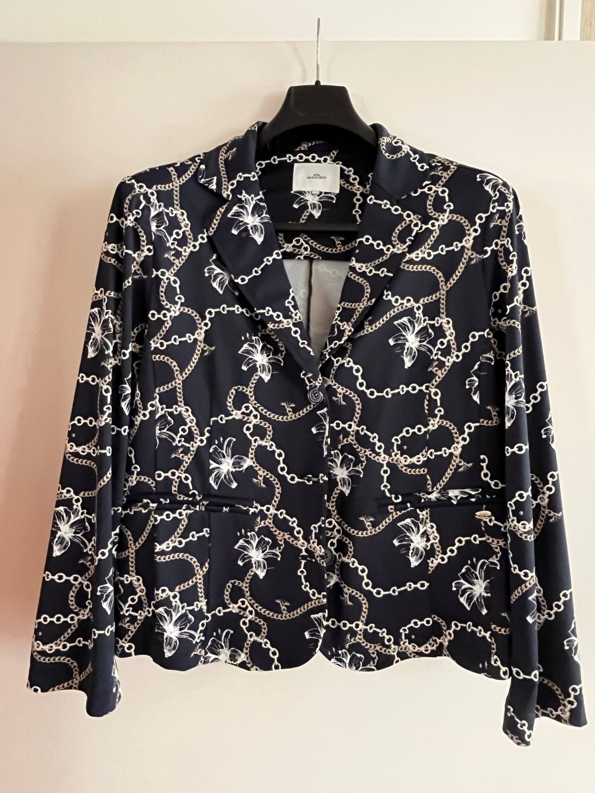 HV Society Blazer HVSmazu - Kettingprint & Bloemen, Maat 38/40 (M), Zwart, Ophalen of Verzenden, Zo goed als nieuw