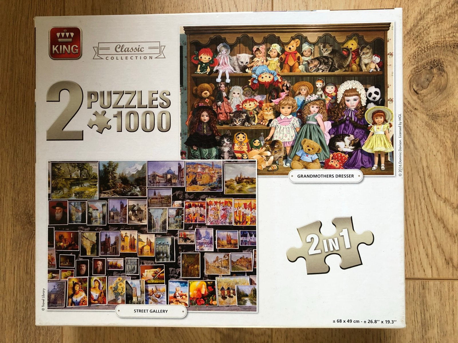 King puzzel 2x 1000 stukjes: Oude poppen & knuffels, Ophalen of Verzenden, 500 t/m 1500 stukjes, Zo goed als nieuw, Legpuzzel