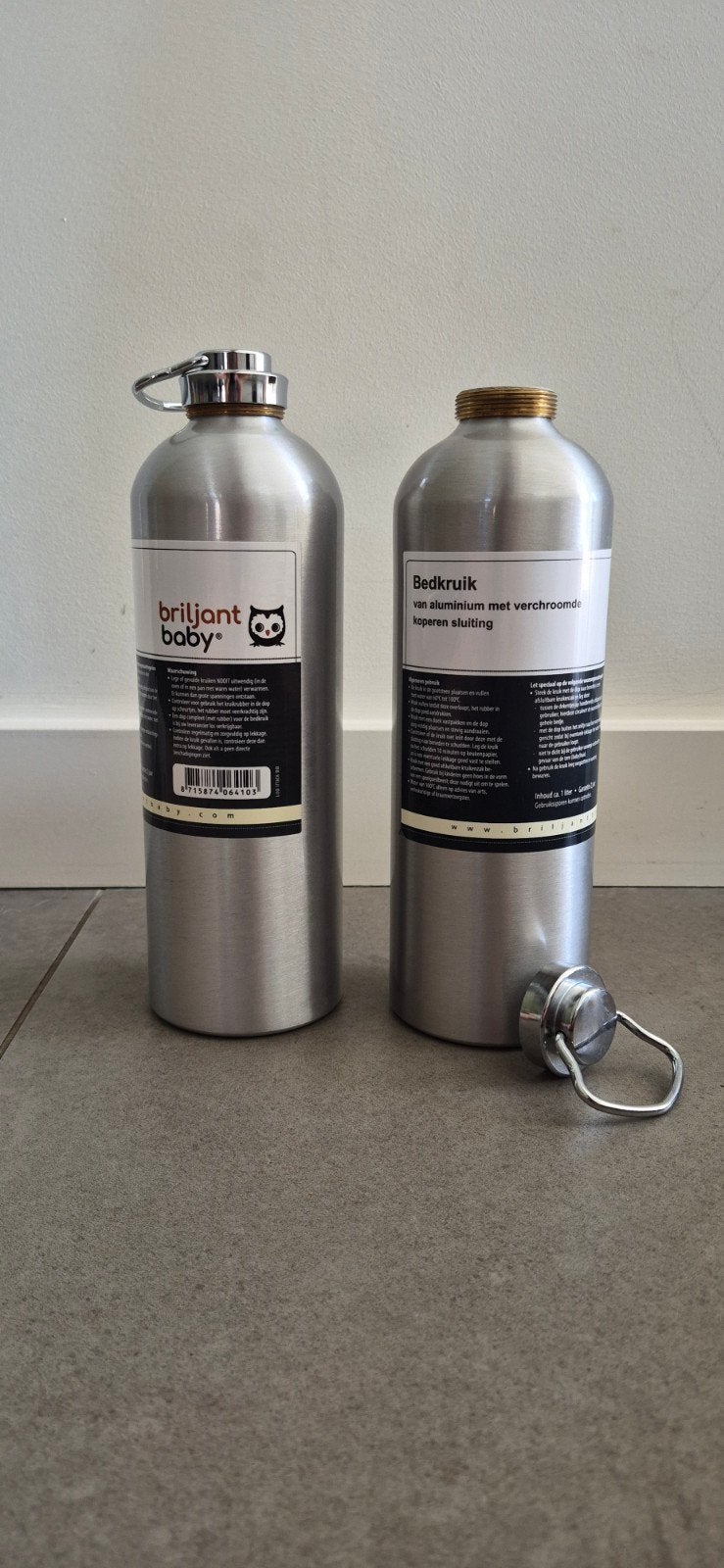 Twee Bed kruiken van aluminium, Ophalen, Zo goed als nieuw