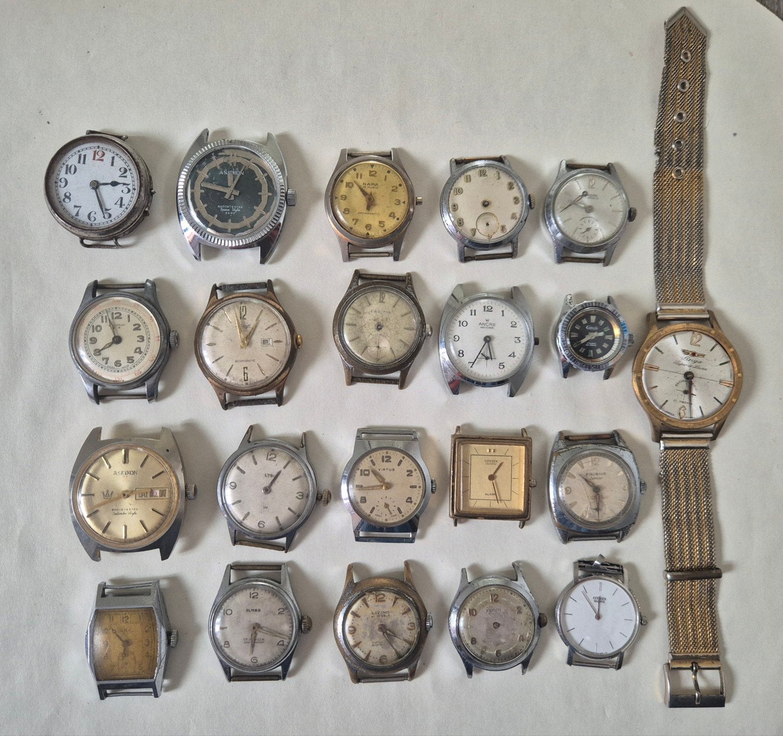 Partij antieke horloges, WW2, verzameling, lot vintage, Staal, Verguld, Polshorloge, Citizen