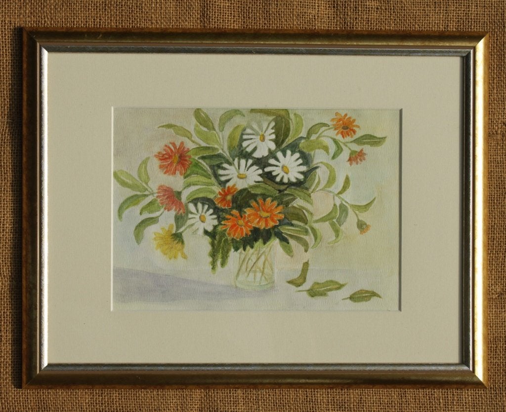 Schilderij aquarel - Stilleven  vaas met bloemen    23, Antiek en Kunst, Aquarel, Handgeschilderd, Papier/karton, Ophalen of Verzenden