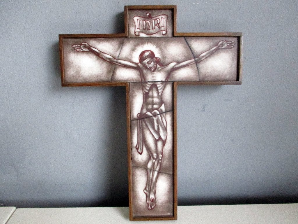 Opaline kruis crucefix jezus aan kruis INRI, Ophalen of Verzenden