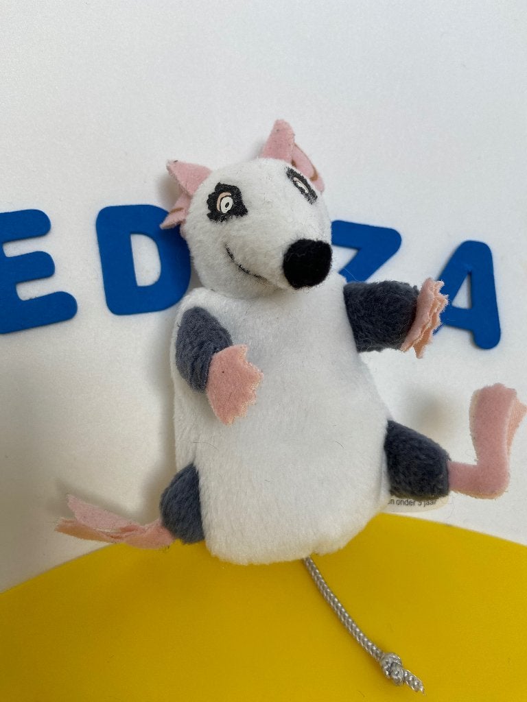 K1723 vingerpopje muis rat wit grijs, Kinderen en Baby's, Speelgoed | Knuffels en Pluche, Ophalen of Verzenden, Zo goed als nieuw