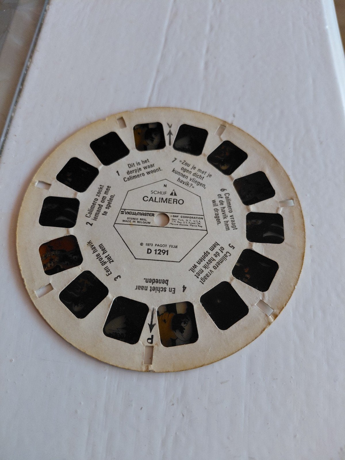 Vintage View-Master Schijf Calimero (1973) D 1291, Verzamelen, Ophalen of Verzenden, Gebruikt