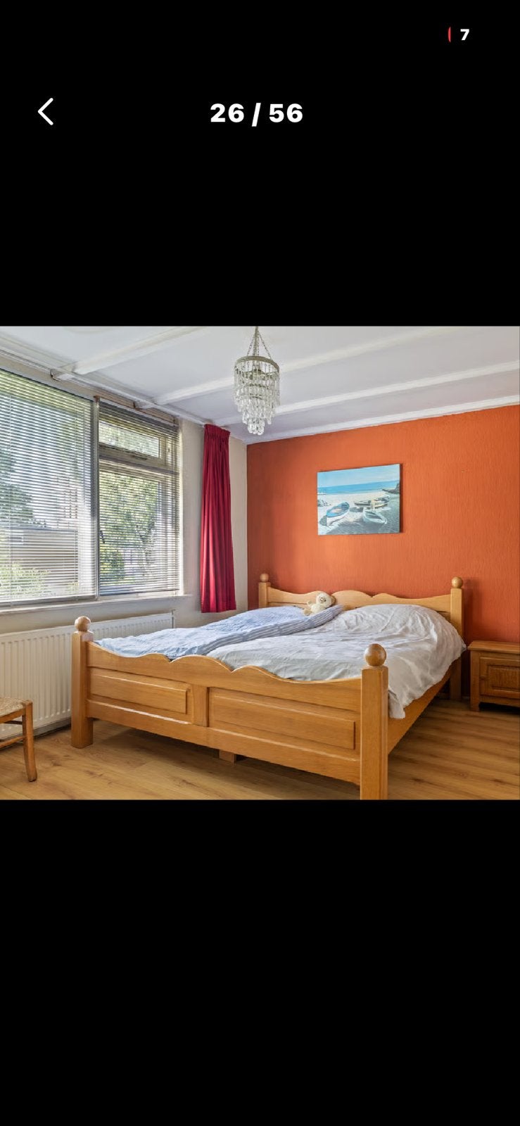 Massief houten tweepersoonsbed, Huis en Inrichting, Ophalen, Bruin, Tweepersoons, Zo goed als nieuw